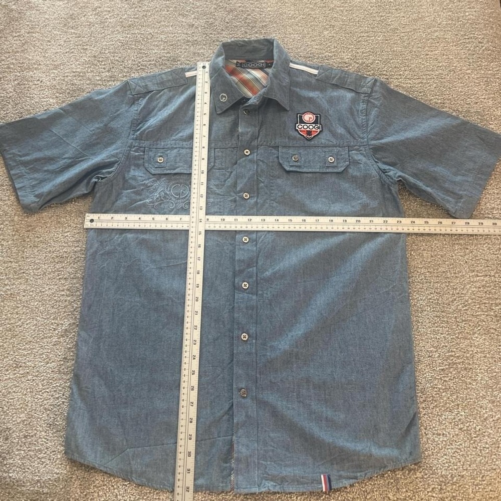 Coogi Australia Men's Large Blue Camp Shirt – Embroidered Logo, Short Sleeve - Picture 6 of 8